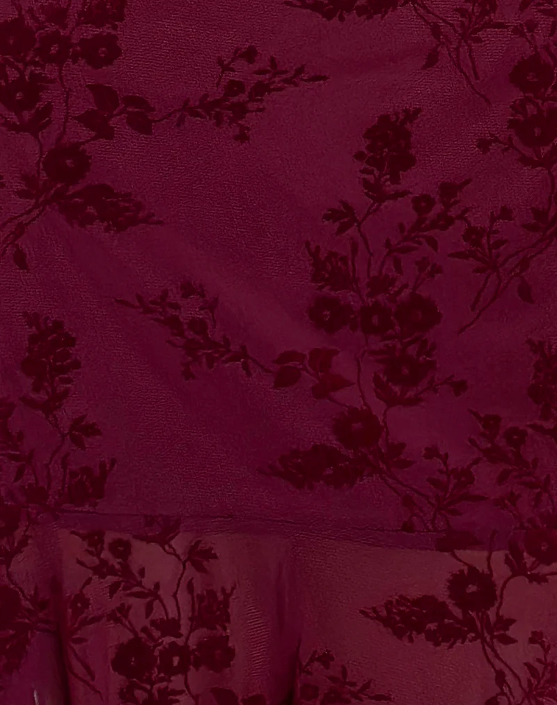 Micaya Mini Dress in Botanical Flower Maroon - Image 6