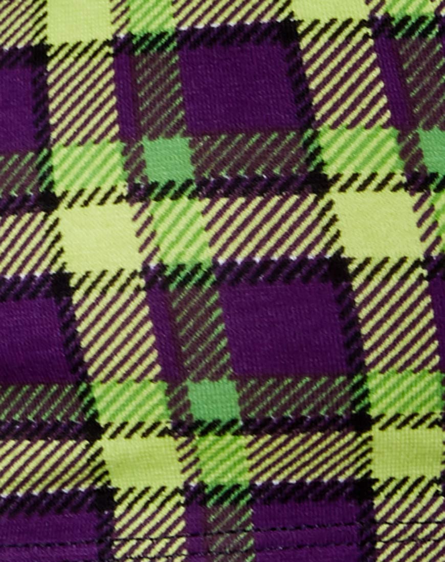 Micro Crop Top in Green And Purple Check - Image 5