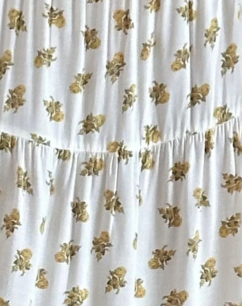 Midaxi Skirt in Funshine Floral Off White - Image 6