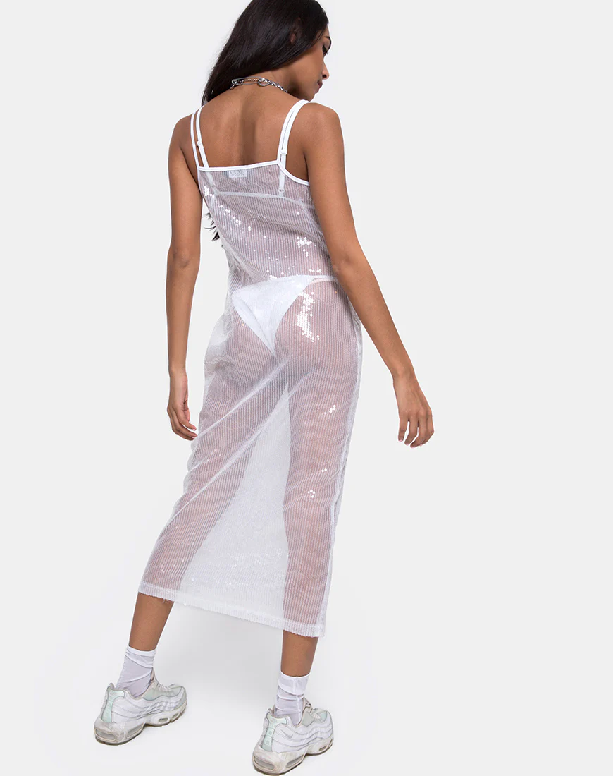 Midnight Sheer Dress in Clear Sequin - Image 2