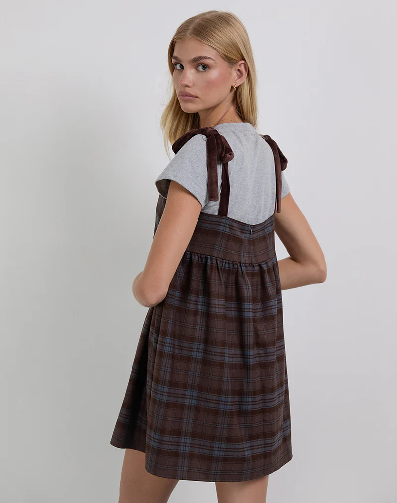 Mikayla Mini Dress in Burgundy and Blue Check - Image 6