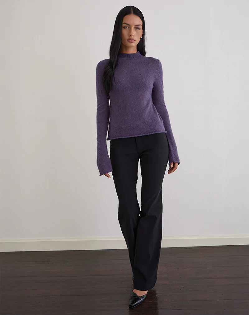 Miku Long Sleeve Top in Sheer Knit Purple - Image 2