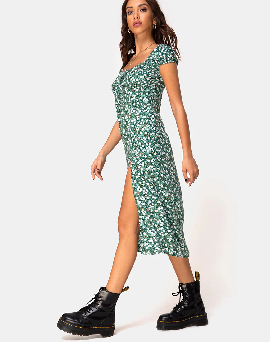 Milla Dress in Floral Field Green - Image 3