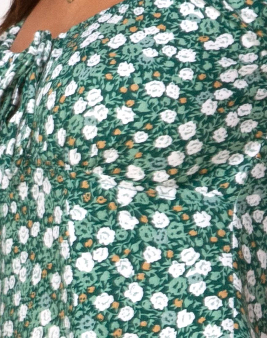 Milla Dress in Floral Field Green - Image 5