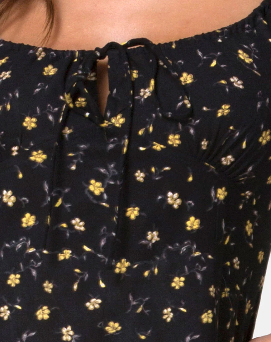 Milla Midi Dress in Pretty Petal Black - Image 5