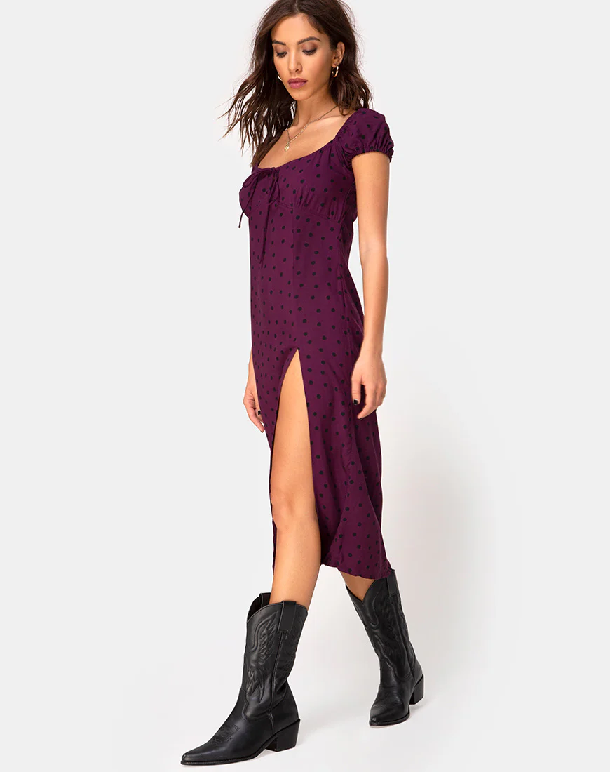 Milla Dress in Skater Polka Wine - Image 2