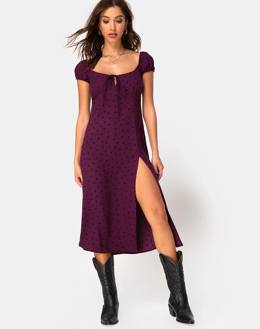 Milla Dress in Skater Polka Wine - Image 3