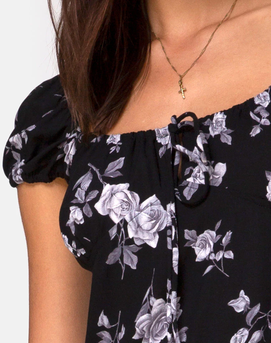 Milla Midi Dress in White Rose Black - Image 5
