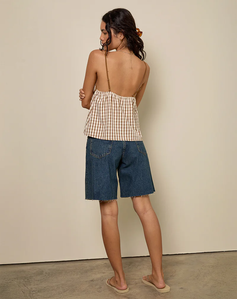 Milota Cami Top in Brown Check - Image 5
