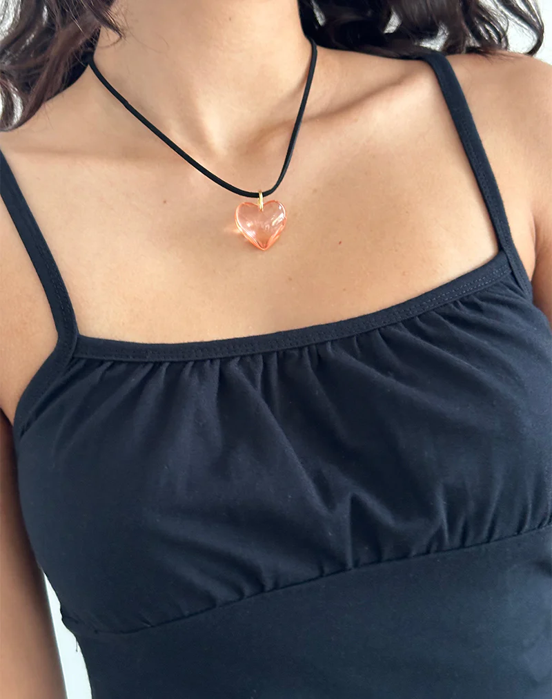 Mimi Pink Glass Heart Necklace - Image 3
