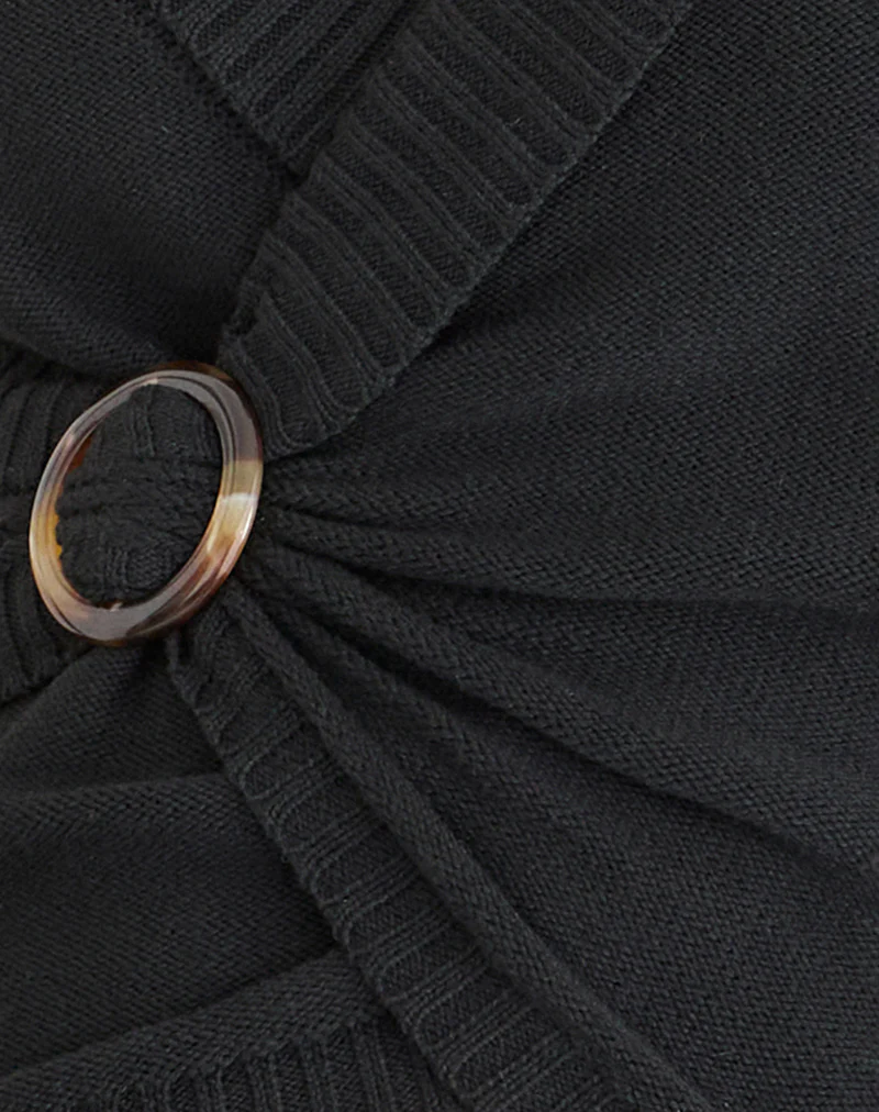 Minara Top with Resin Buckle in Knit Black - Image 6