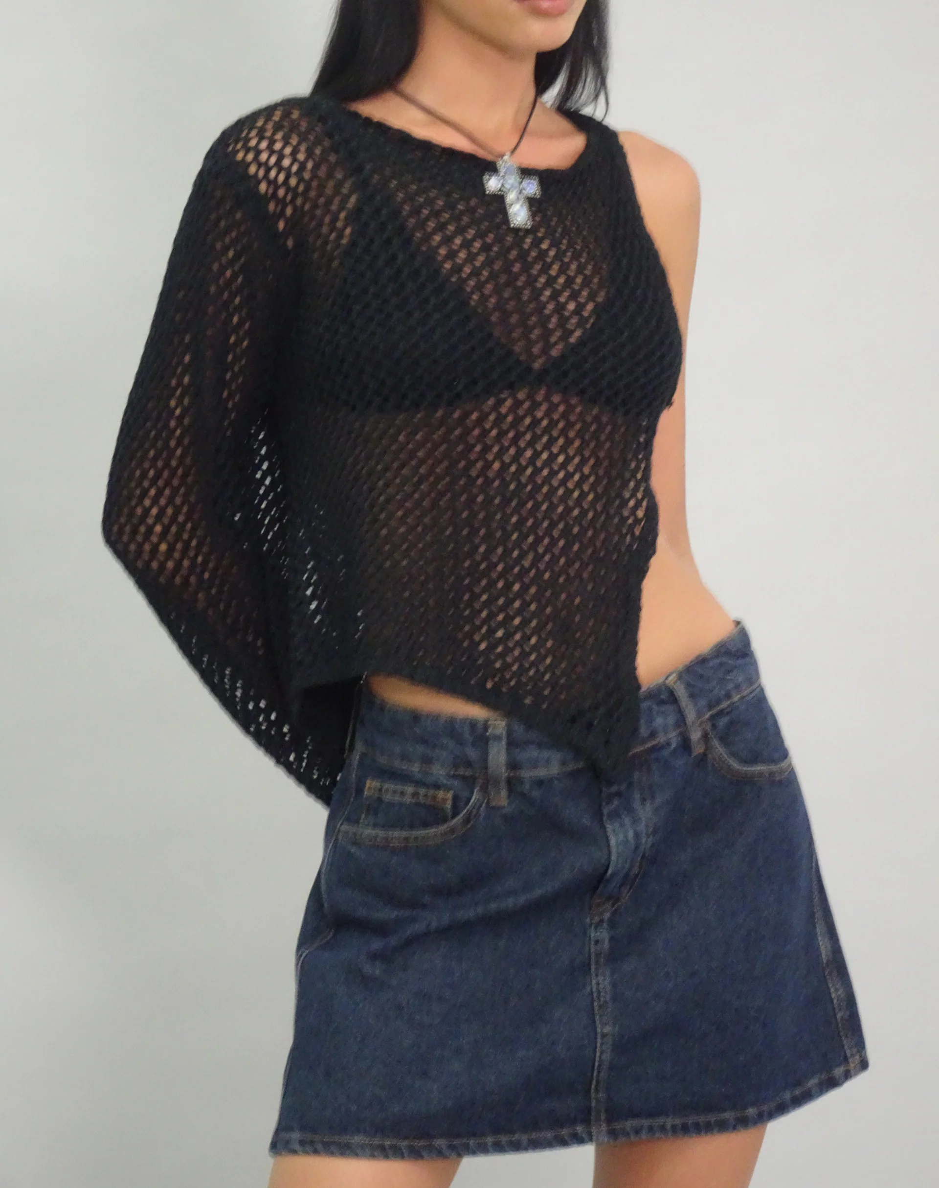 Mini A-Line Skirt in Denim Indigo - Image 4