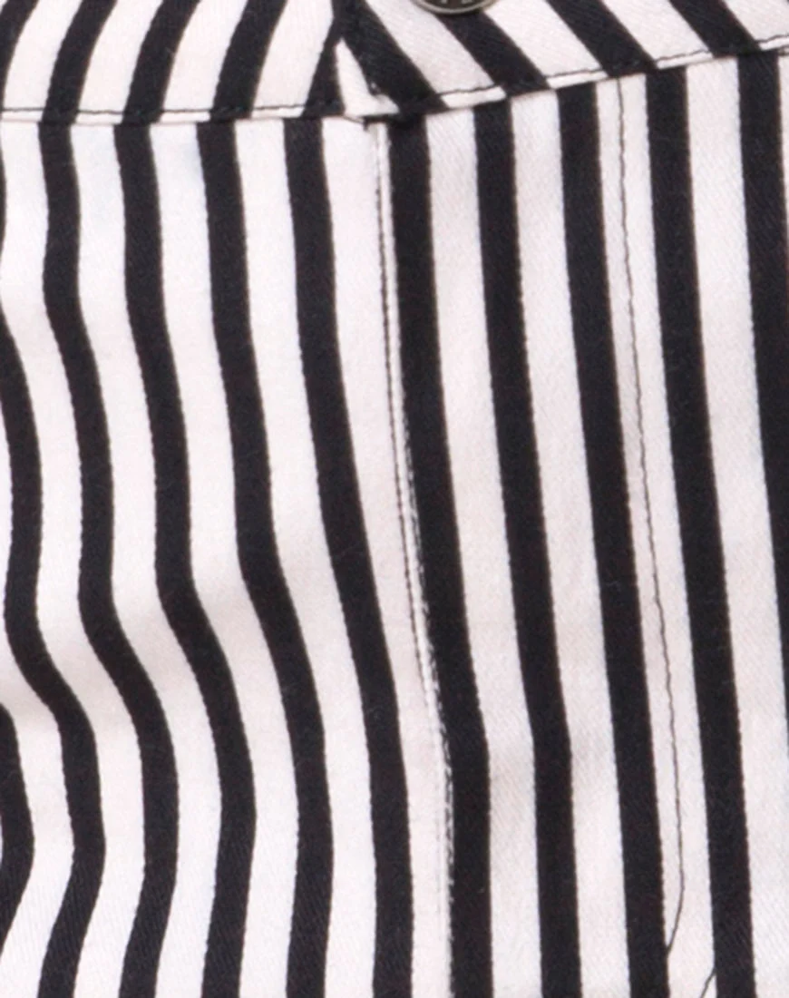 Mini Broomy Skirt in Mini Pinstripe Black and Nude - Image 5
