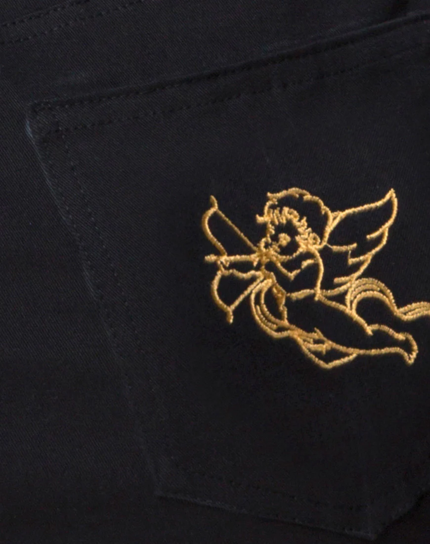 Mini Broomy Skirt in Black with Cherub Embro - Image 5