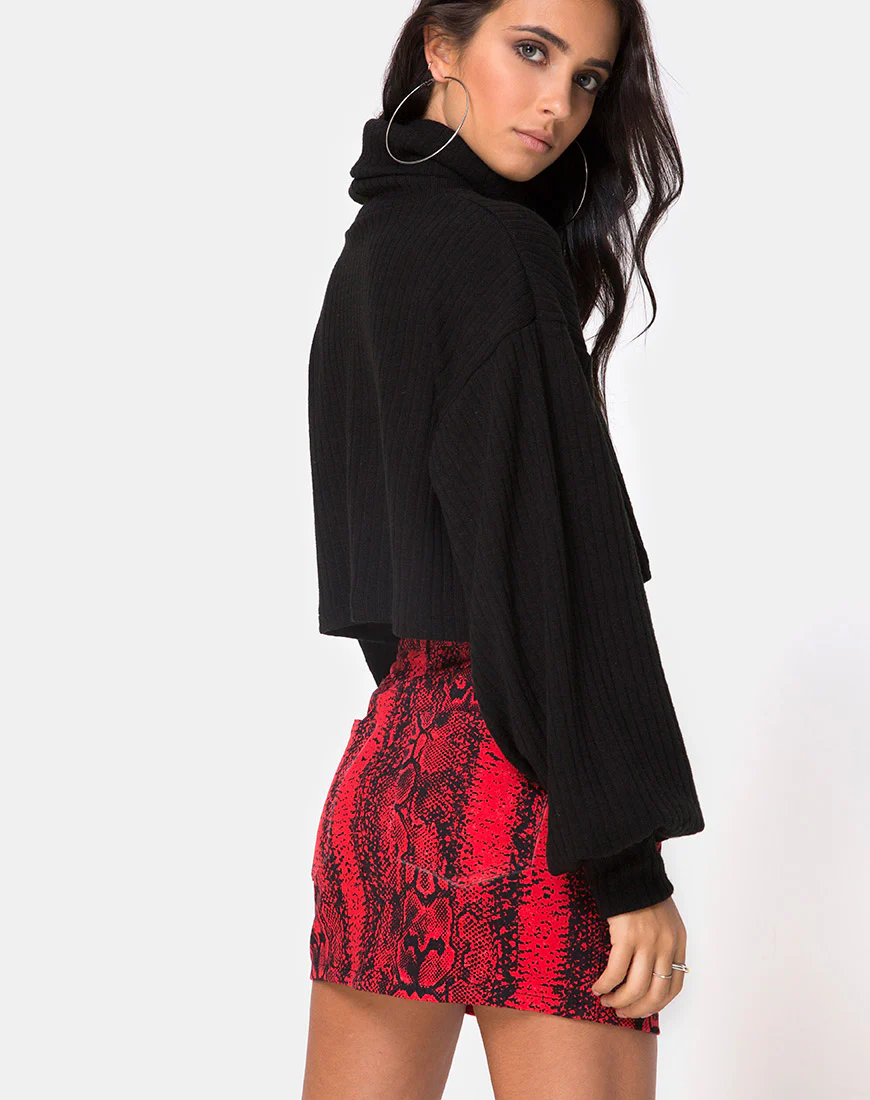 Mini Broomy Skirt in Red Snake - Image 2