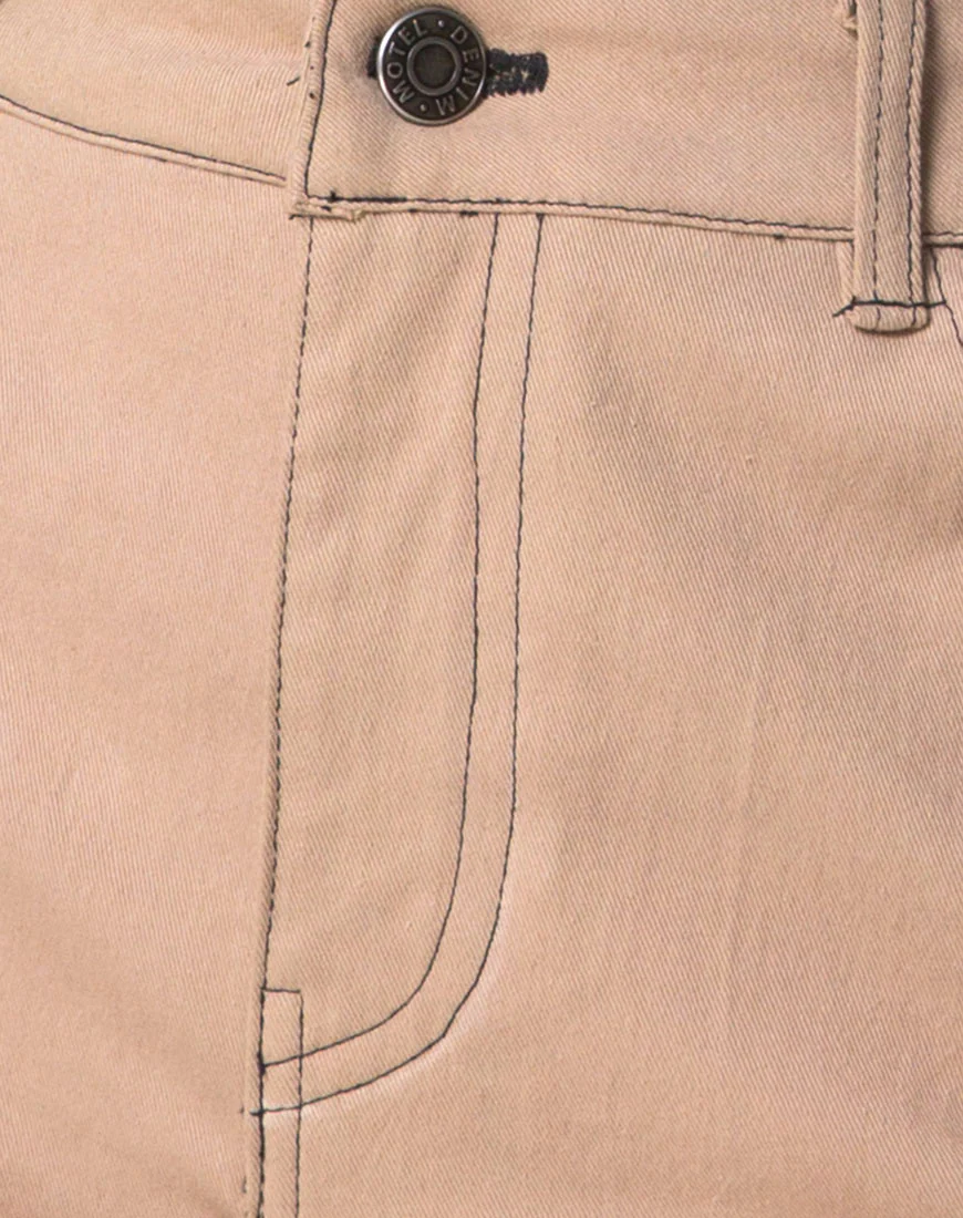 Mini Broomy Skirt in Tan with Black Stitch - Image 5