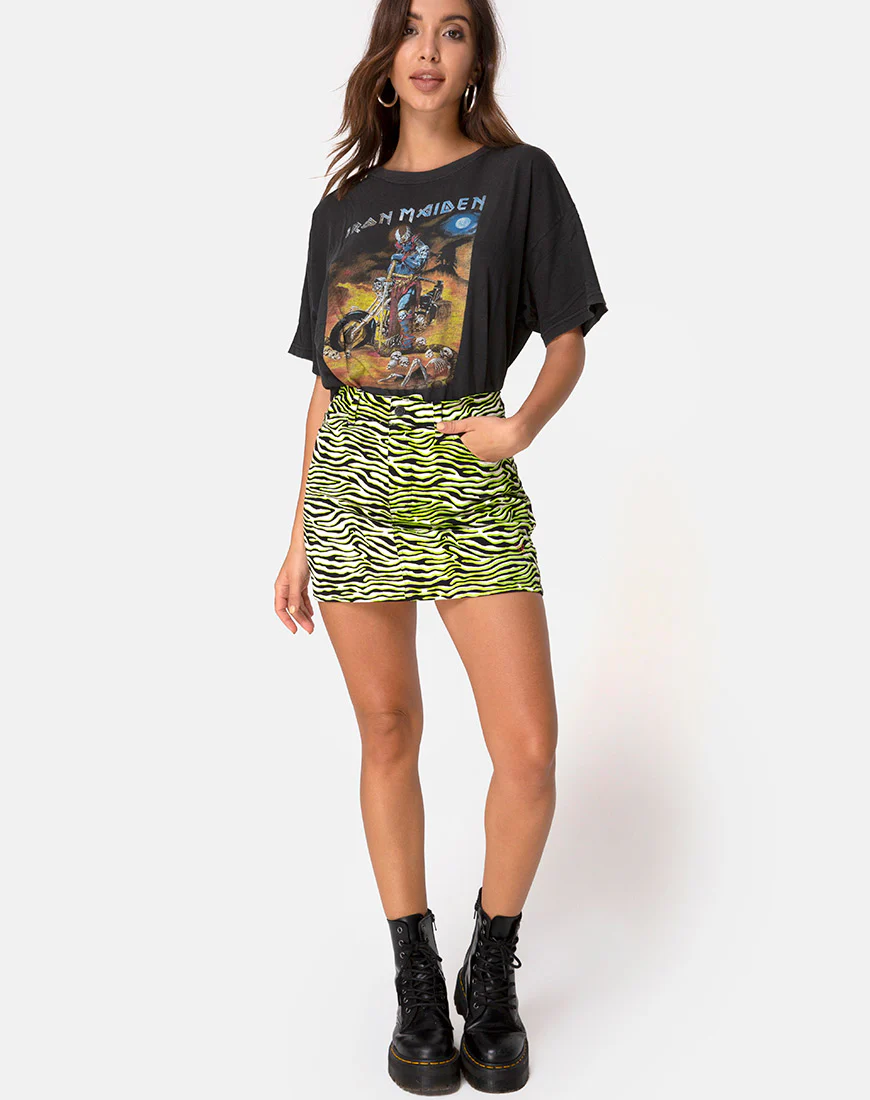 Mini Broomy Skirt in Zebra Fluro Green - Image 3
