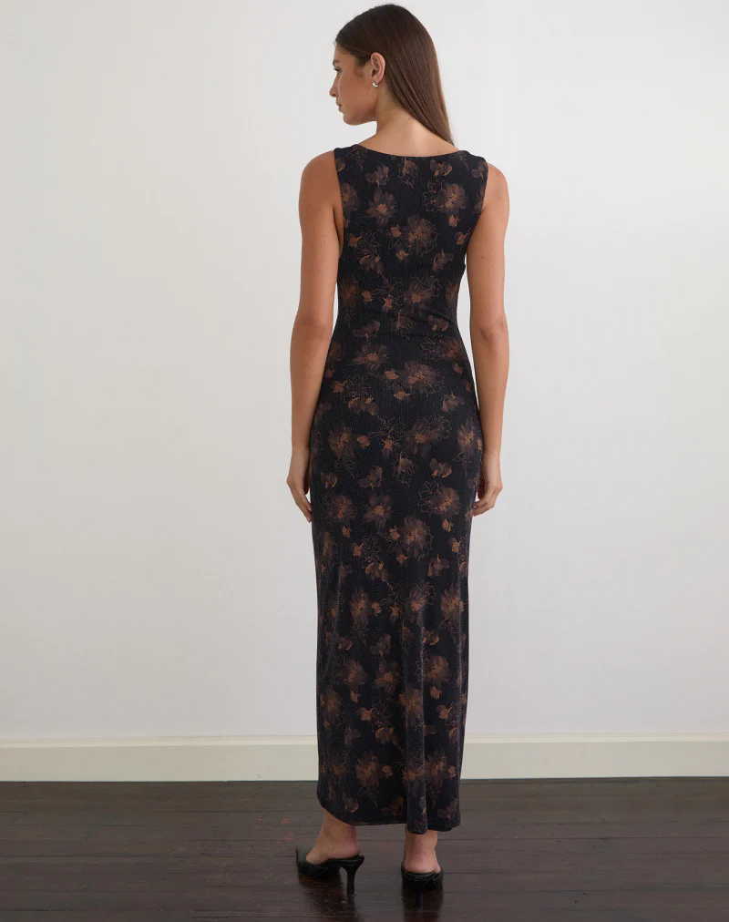 Minso Maxi Dress in Black with Bronze Shimmer - Image 4