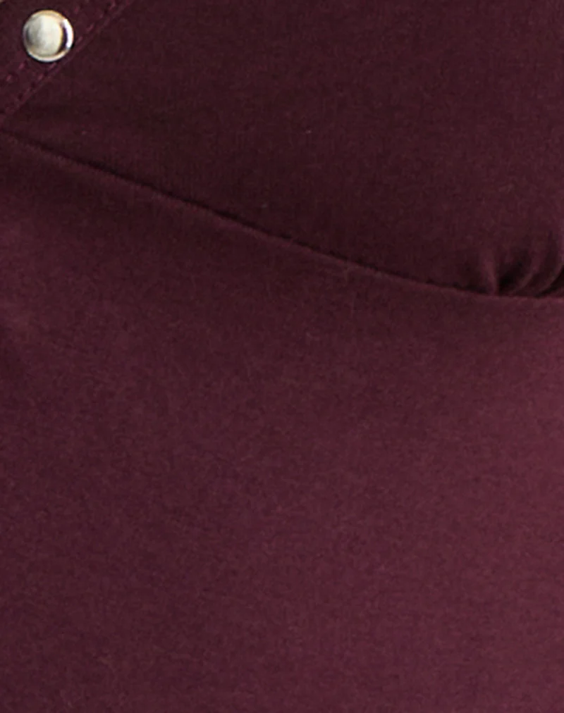 Mioto Keyhole Halterneck Top with Studs in Rayon Dark Plum - Image 6