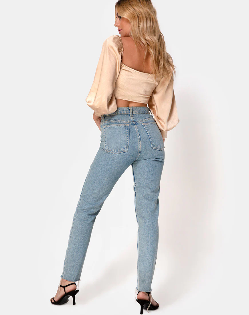 Mirae Crop Top in Satin Gold - Image 4