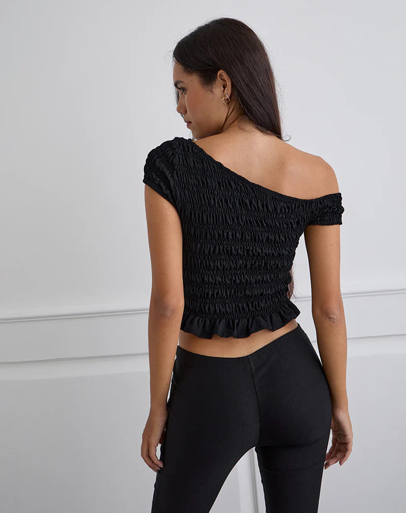 Mirita Shirred Top in Black - Image 5