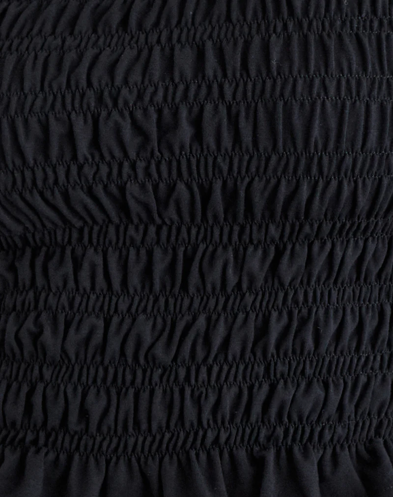 Mirita Shirred Top in Black - Image 6