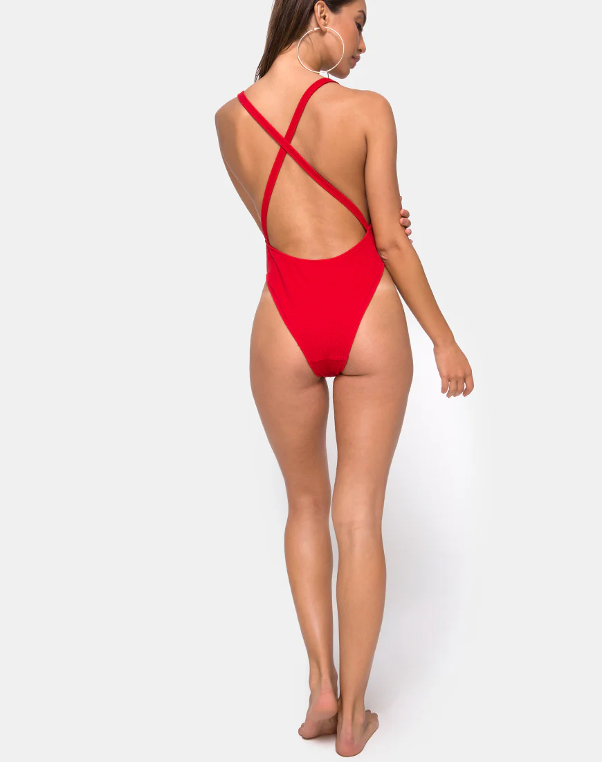 Miro Swimsuit in Red Rib - Image 4