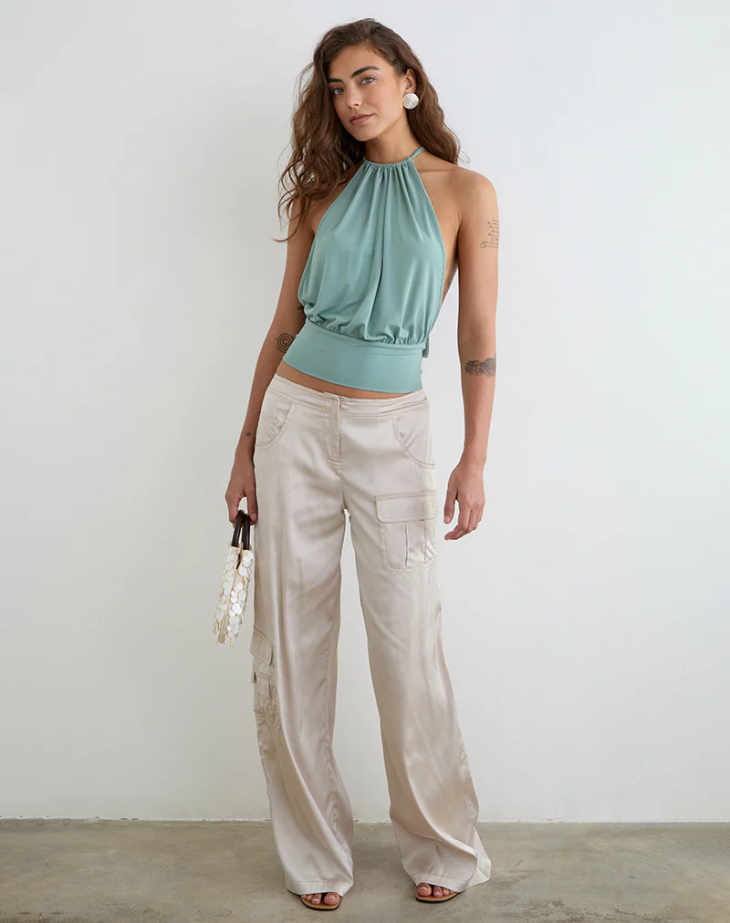Miruna Halterneck Top in Aqua Grey - Image 5