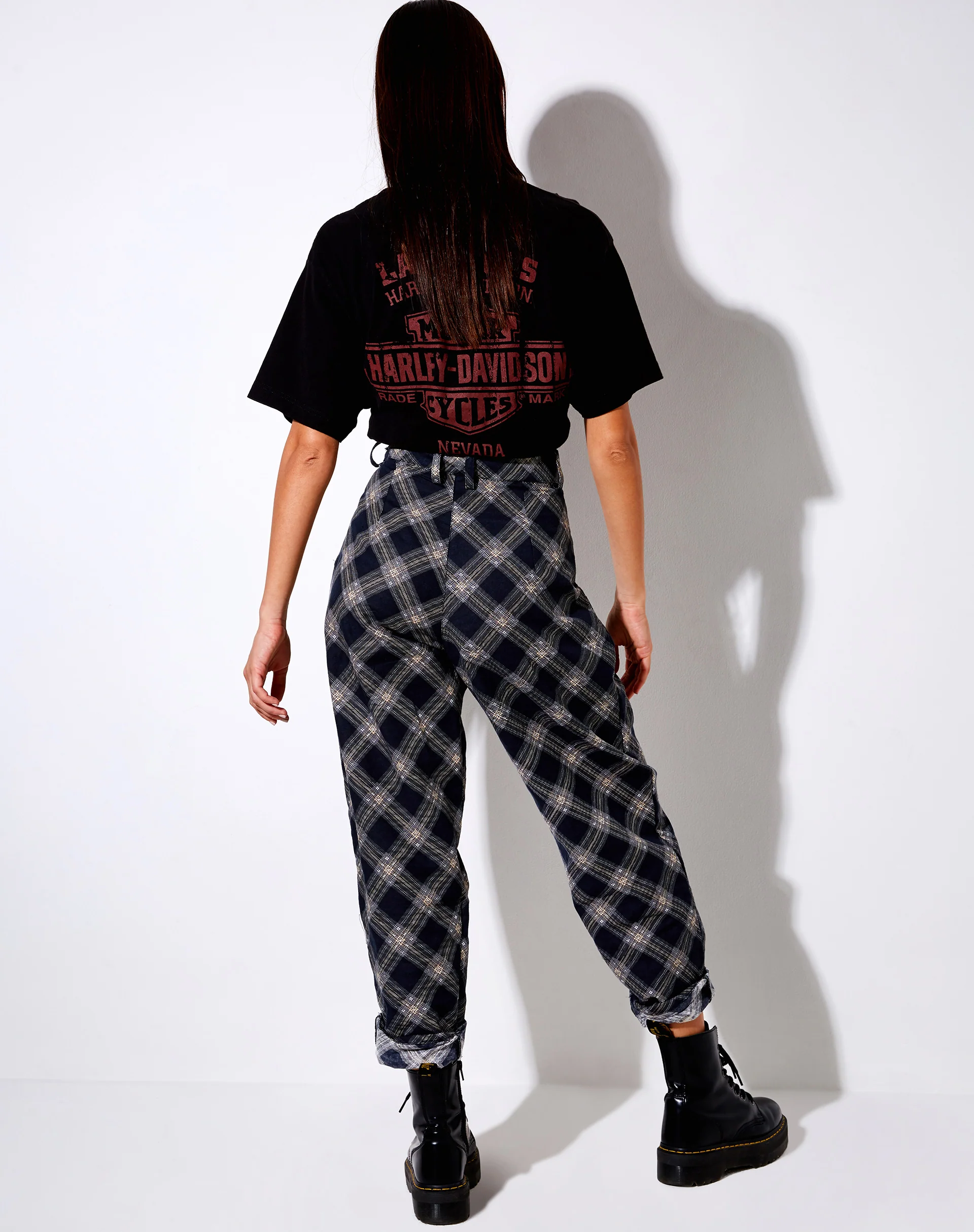 Misca Trouser in 20's Check Black and Grey - Image 4