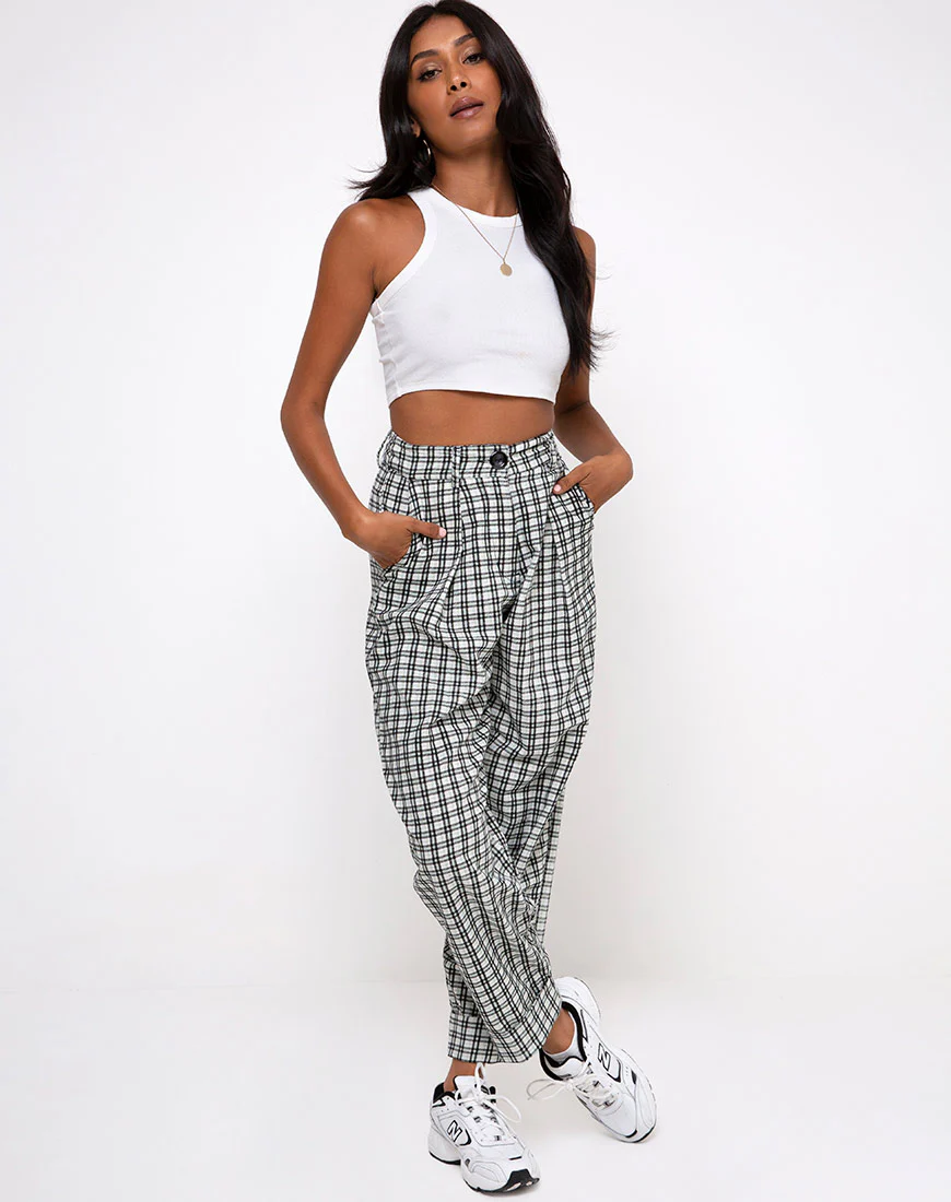 Misca Trouser in Brandy Check Foam - Image 4
