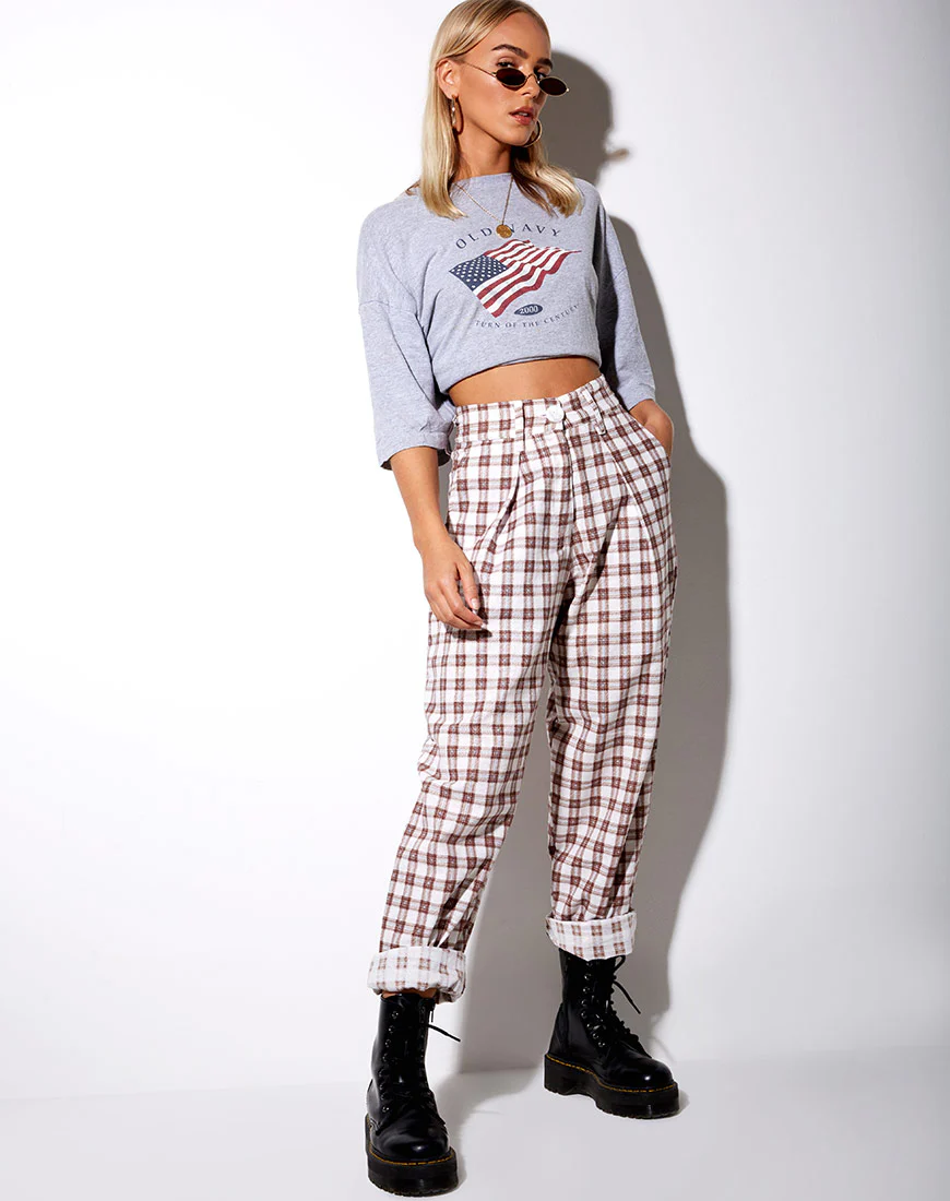 Misca Trouser in Checkmate Brown - Image 3