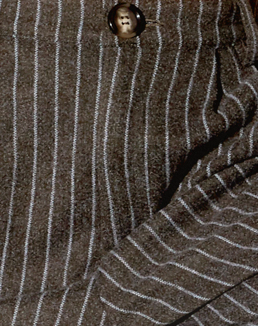 Misha Wide Leg Trouser in Pinstripe Charcoal - Image 7