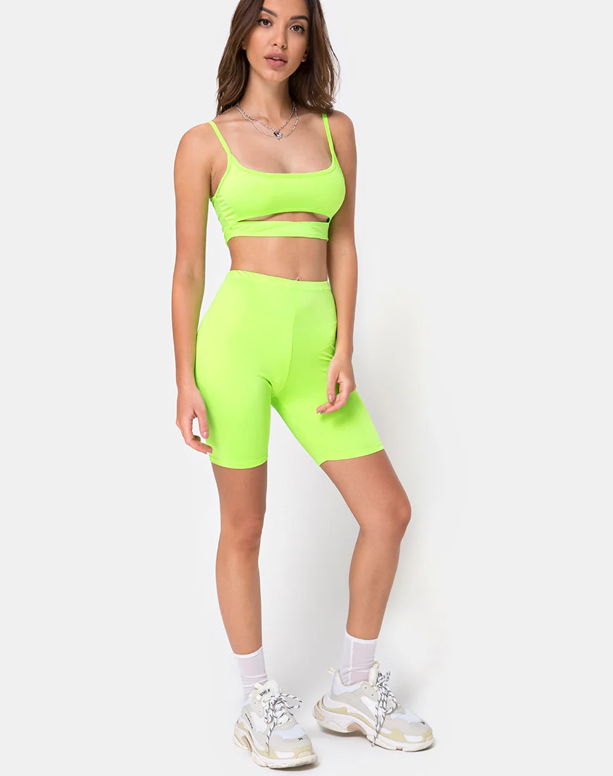 Misho Crop Top in Fluro Green - Image 3