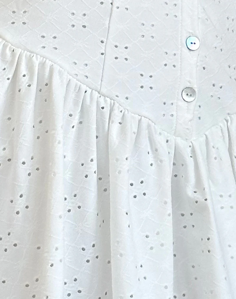 Misty Mini Tea Dress in Broderie White - Image 5
