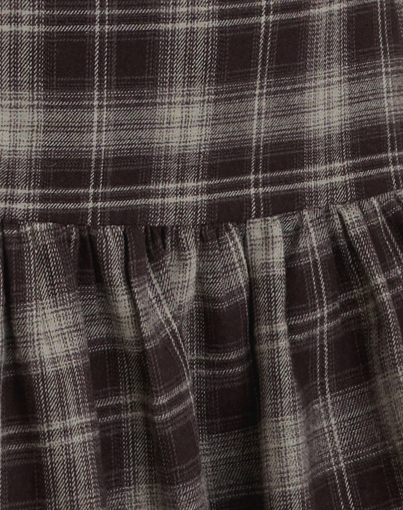 Miyori Square Neck Mini Dress in Grey Check - Image 8