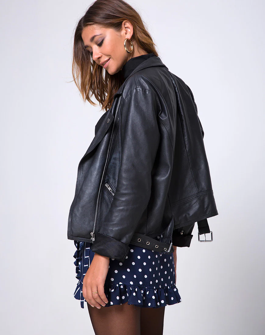 Miza Mini Skirt in Spot and Stripe Navy - Image 2