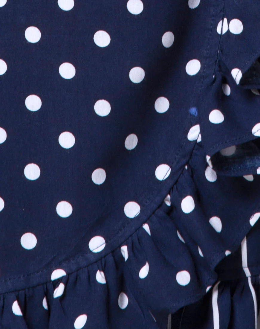 Miza Mini Skirt in Spot and Stripe Navy - Image 5