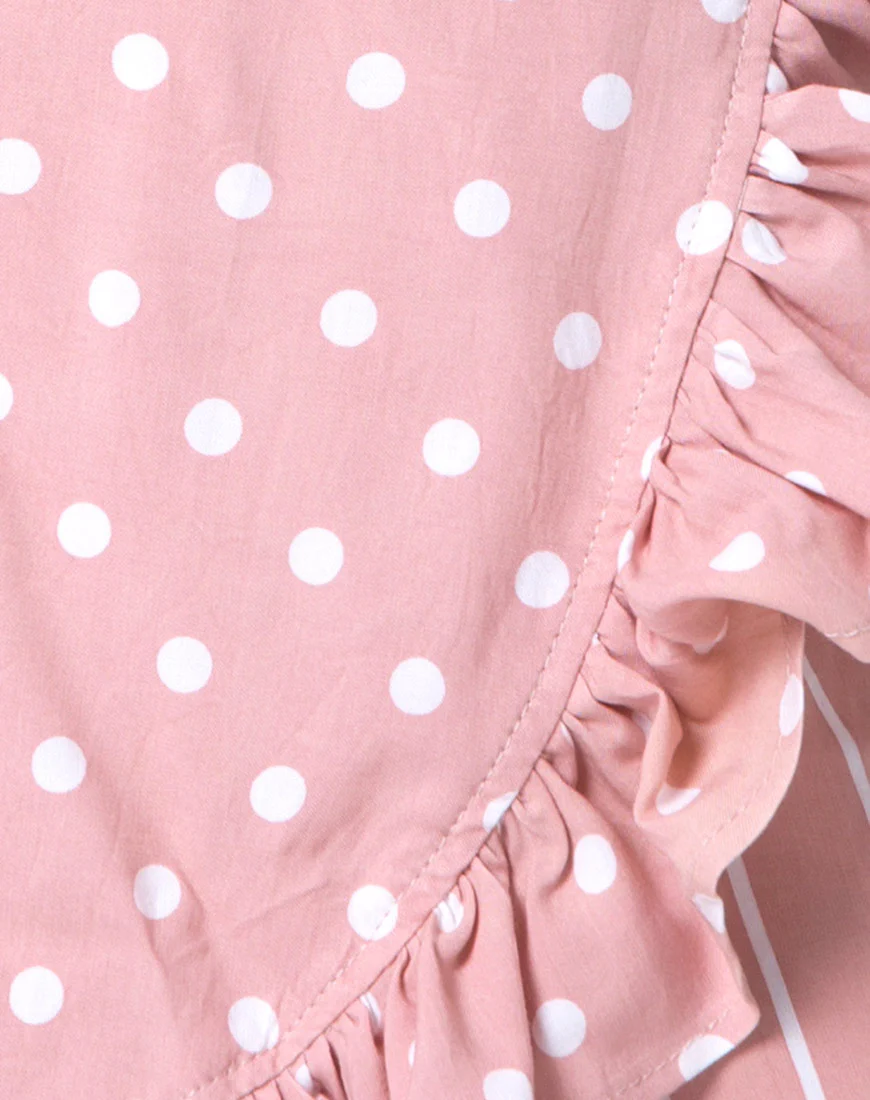 Miza Mini Skirt in Spot Stripe Pink and White - Image 5