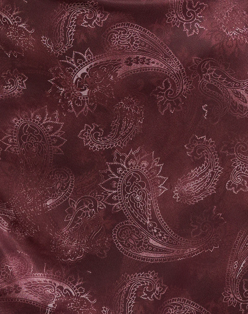Modena Long Sleeve Mini Dress in Tonal Paisley Plum - Image 6