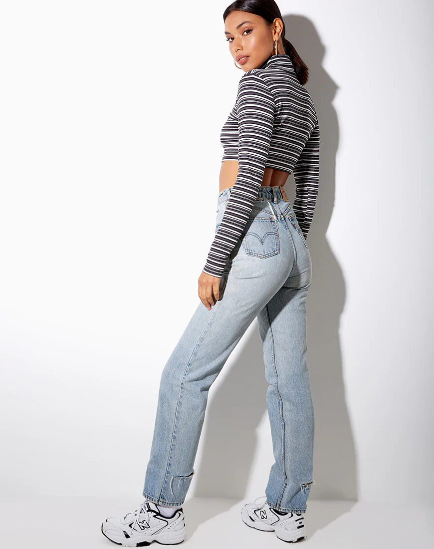 Moeena Crop Top in Black Grey and White - Image 4