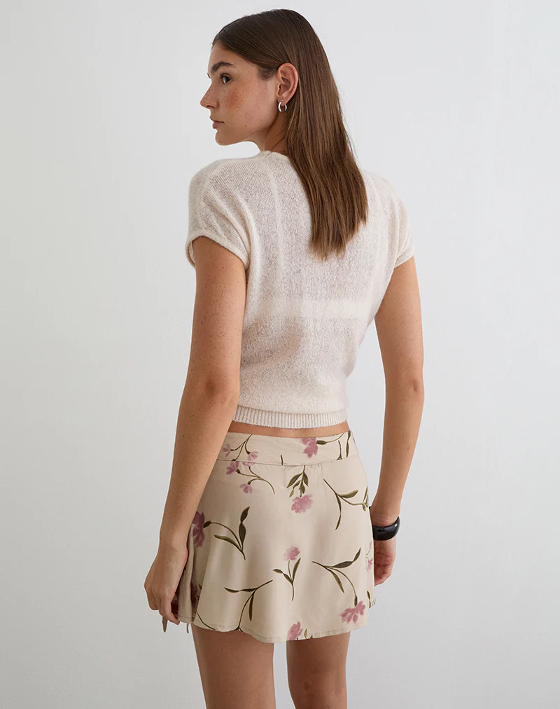 Mokono Mini Skirt in Bloom Leafy Taupe - Image 4