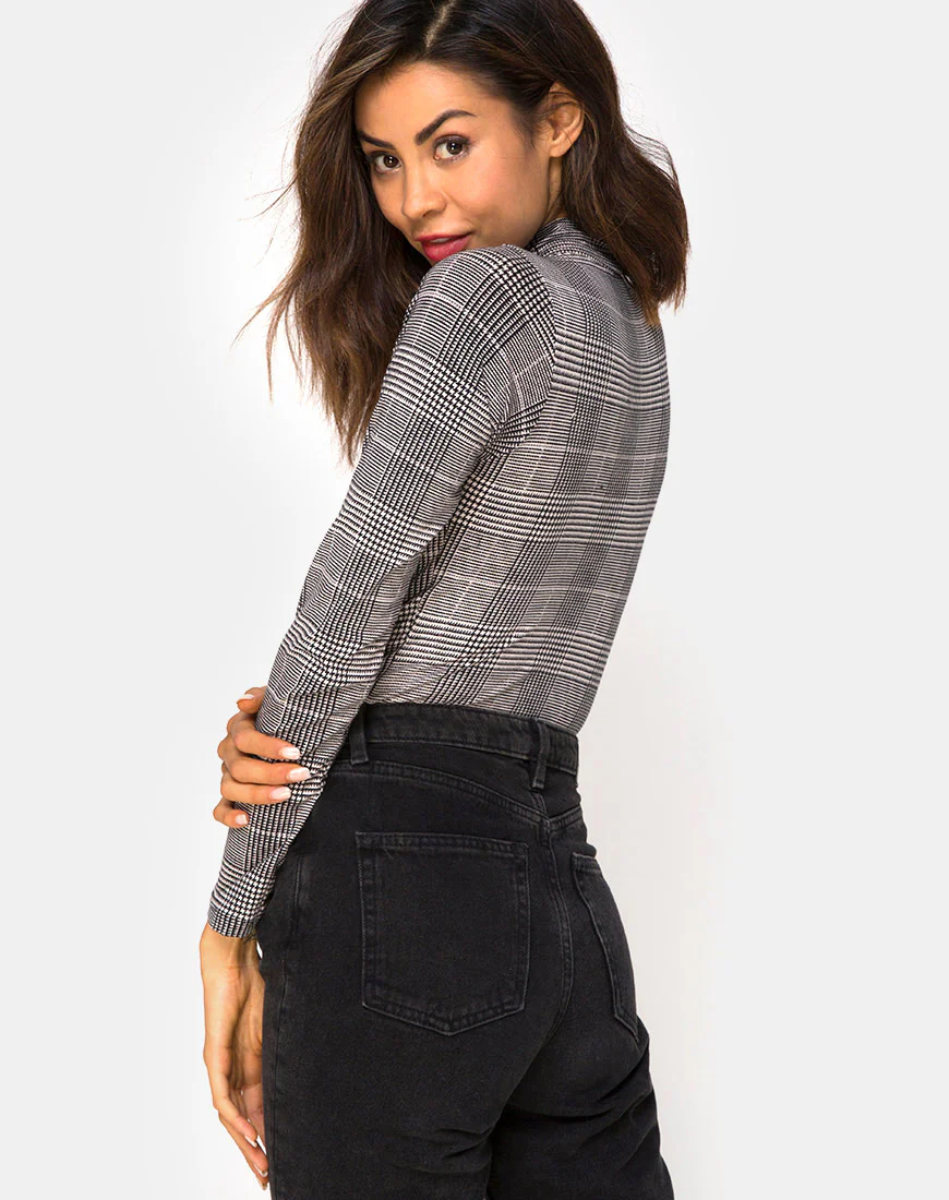 Molaka High Neck Bodice in Charles Check Grey - Image 2