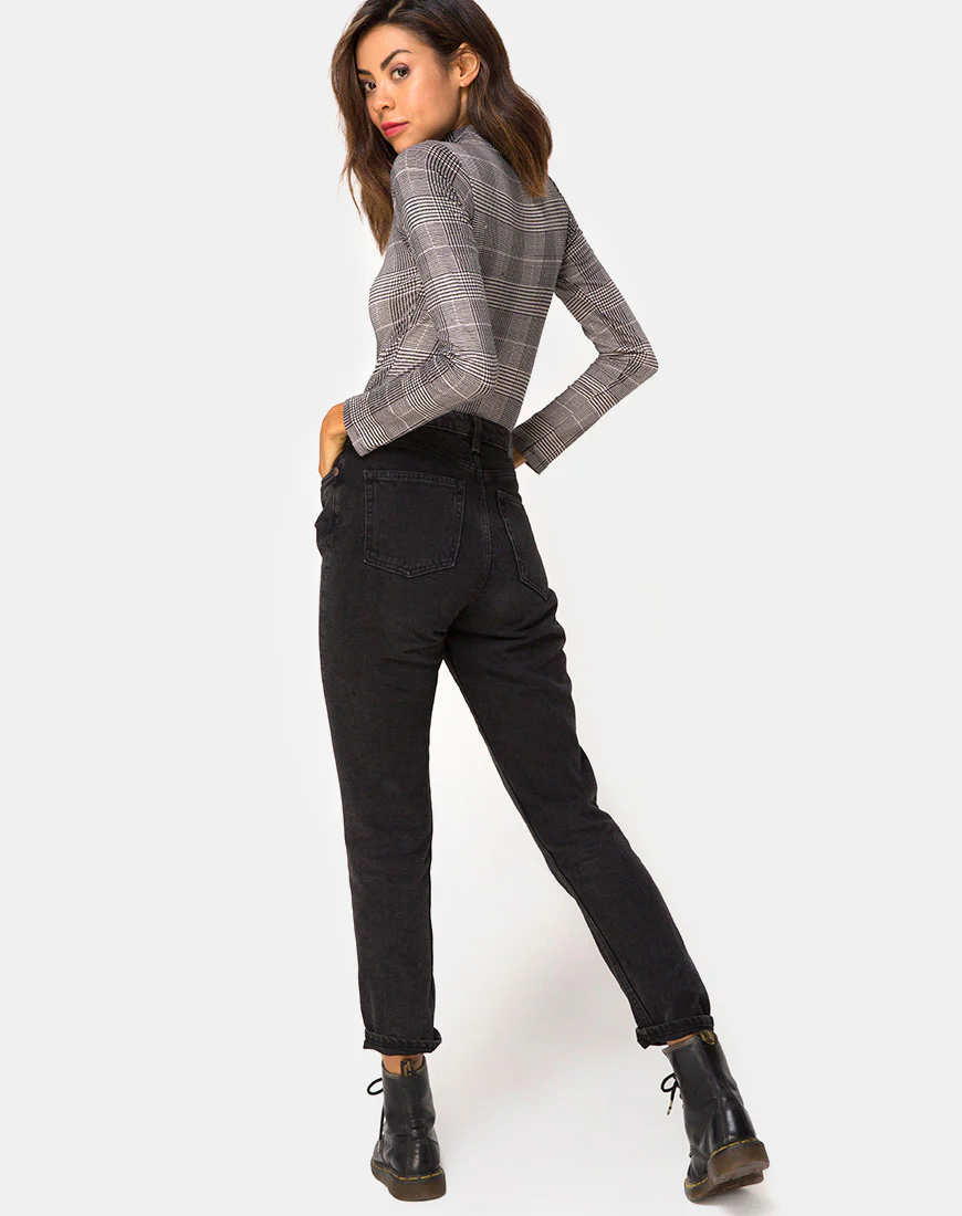 Molaka High Neck Bodice in Charles Check Grey - Image 4