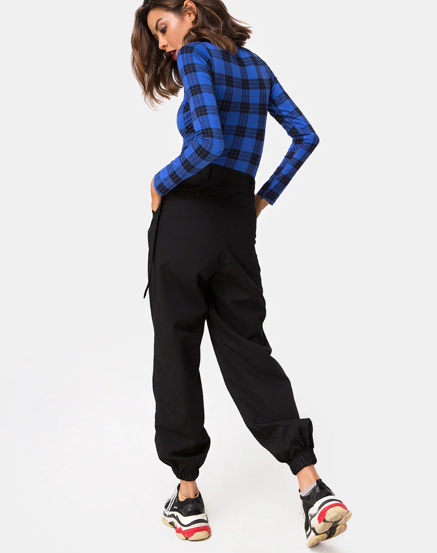 Molaka Highneck Bodice in Tartan Blue - Image 4