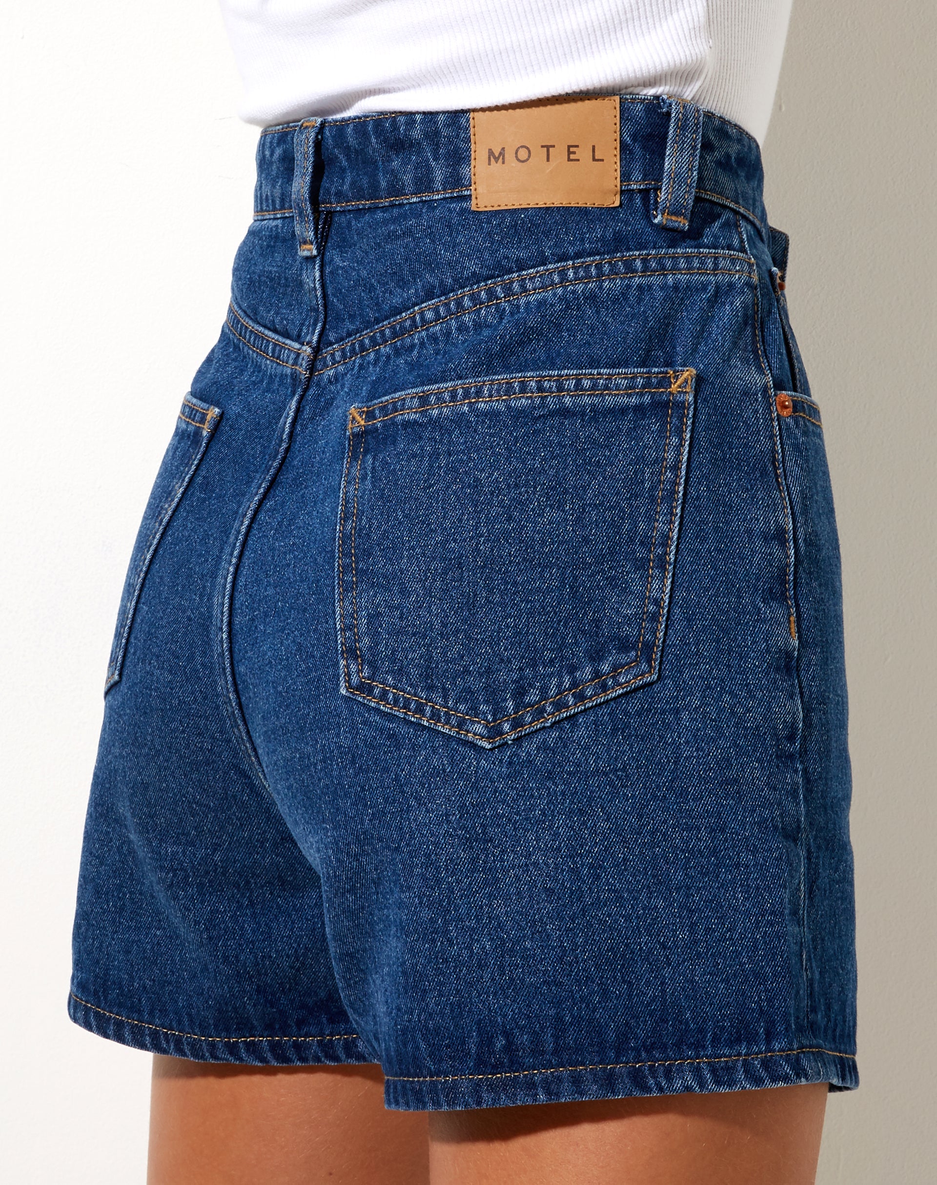 Mom Denim Short in Classic Blue - Image 6