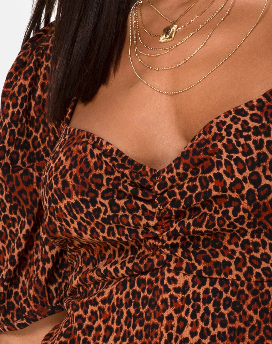 Monali Playsuit in Crinkle Ditsy Leopard Orange - Image 5