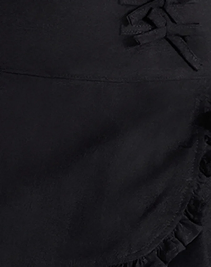Monana Wrap Micro Skirt in Plain Black - Image 5