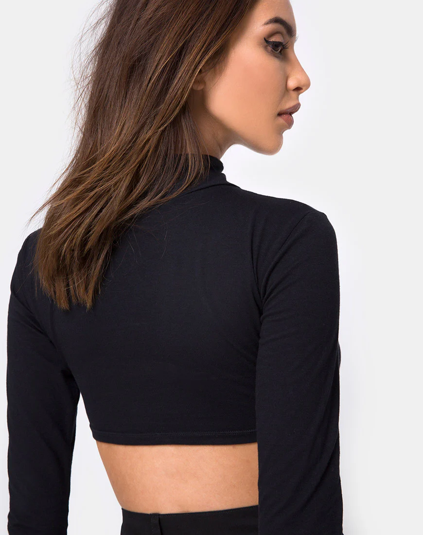 Monec Crop Top in Black Buckle - Image 2