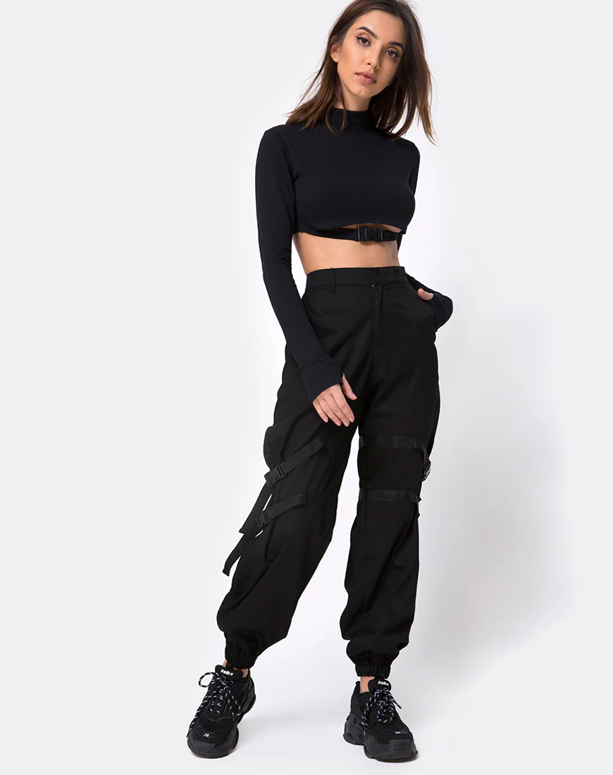 Monec Crop Top in Black Buckle - Image 3