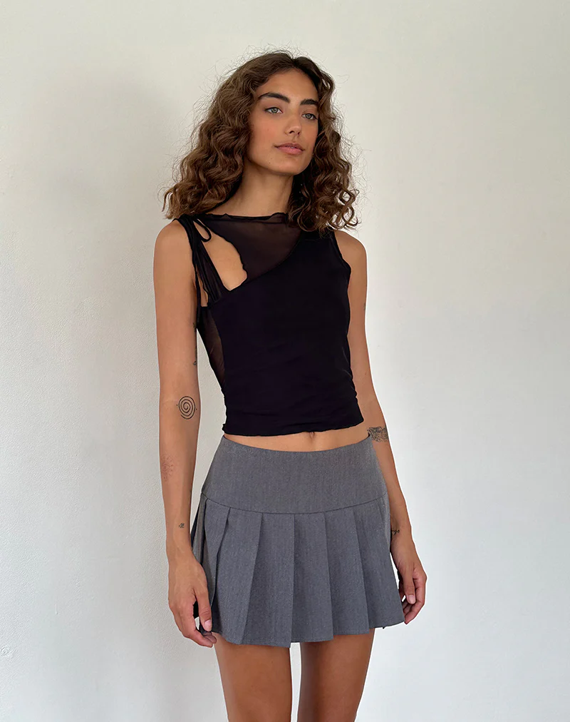 Moni Tie Tank Top in Mesh Black - Image 4